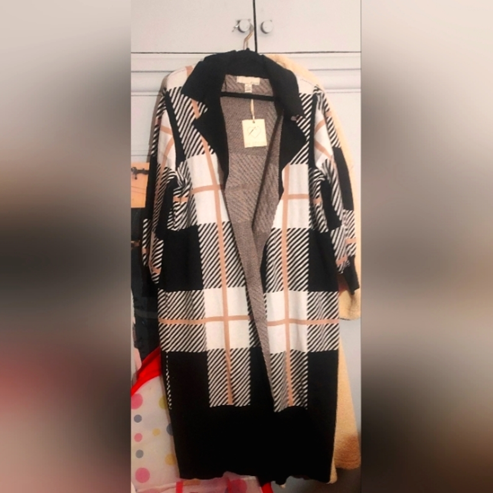 BY DESIGN  -  Double Knit L/S Moto Collar Maxi Cardigan NWT 3X